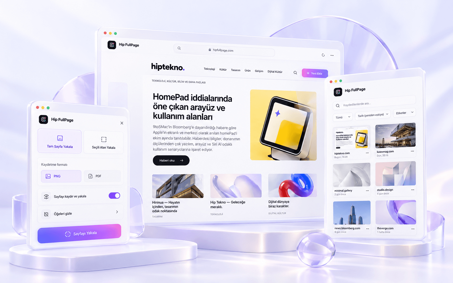Editorial view of the Hip FullPage product interface