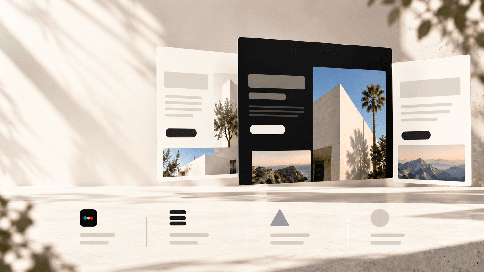Editorial studio image with modern architecture and light
